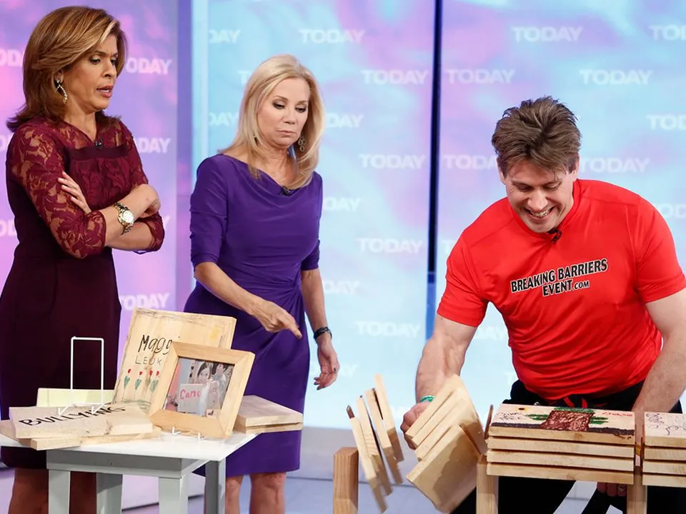 Leif Becker breaking boards live on The Today Show